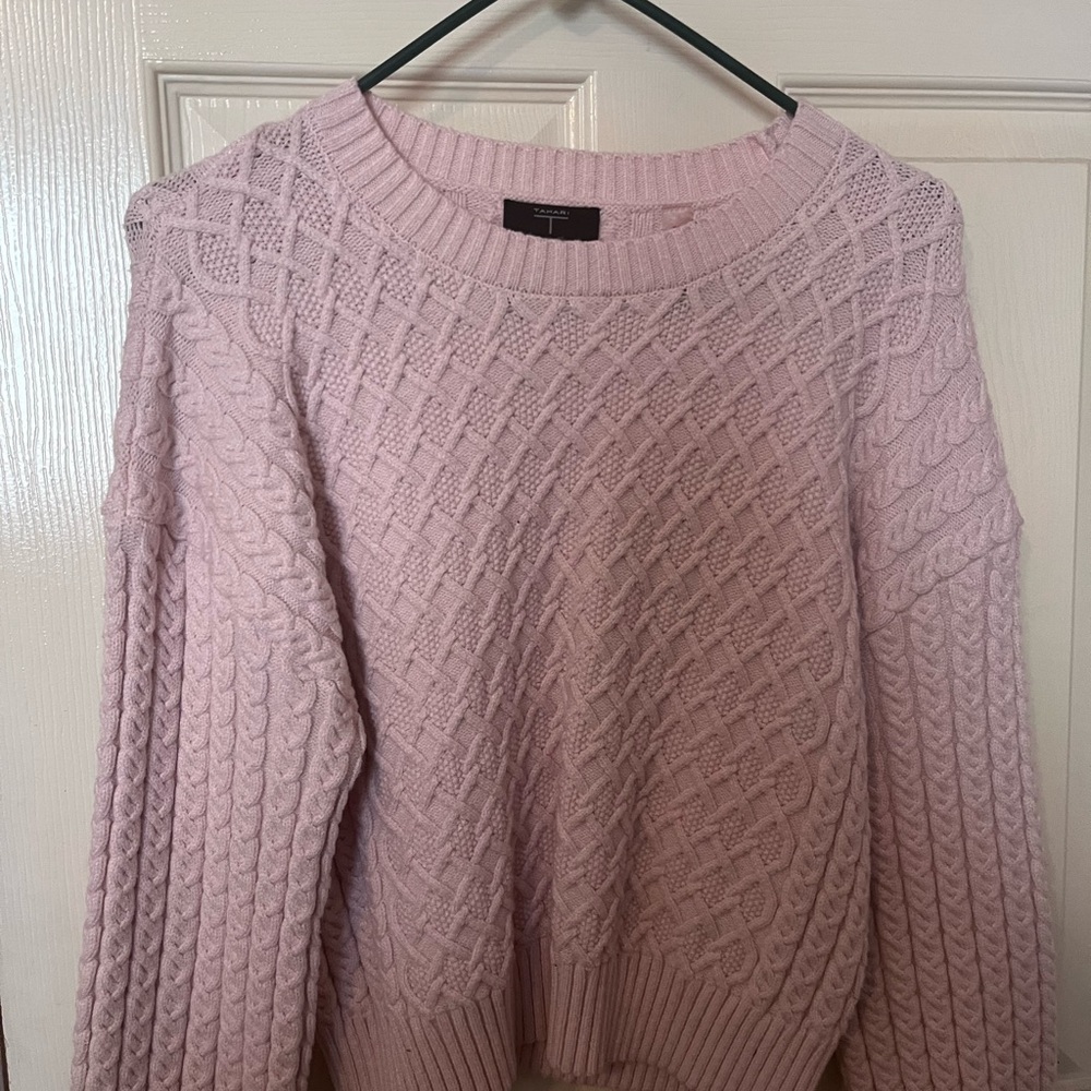 Tahari Light Pink Cable Knit Sweater